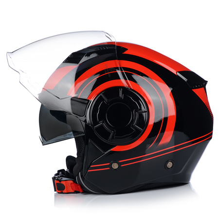 KASK MOTOCYKLOWY | VITO ISOLA JET RED | OTWARTY SKUTER CHOPPER + BLENDA