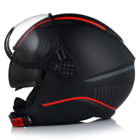 KASK MOTOCYKLOWY OTWARTY VITO LAVORI BLACK/RED XXL