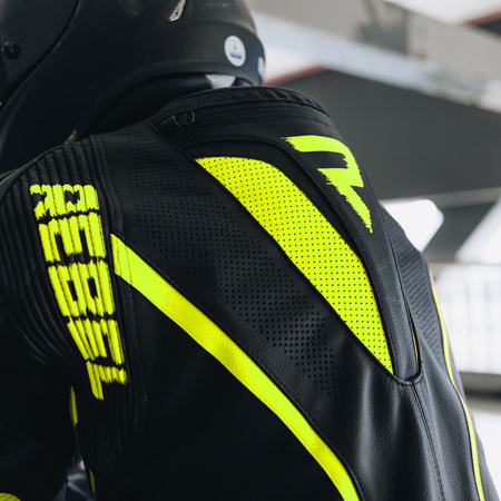 KURTKA MOTOCYKLOWA | REBELHORN REBEL BLK/FLUO | MĘSKA SKÓRZANA GARB + GRATISY
