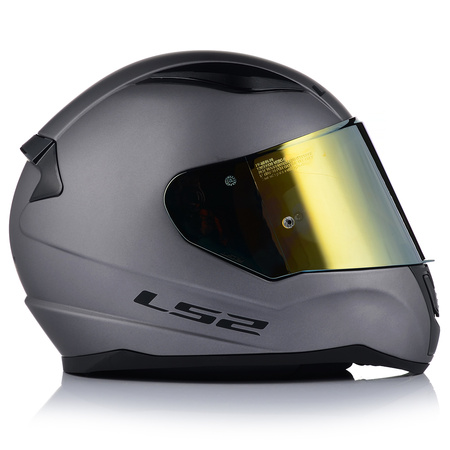KASK MOTOCYKLOWY LS2 FF353 RAPID II SZARY MAT ECE 22.06 + ZŁOTA SZYBA
