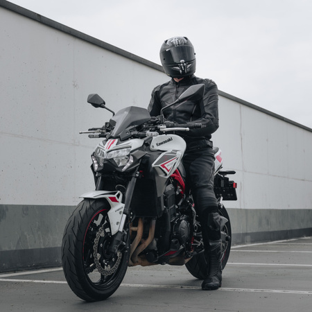 KURTKA MOTOCYKLOWA | REBELHORN FIGHTER BLACK | MĘSKA SKÓRZANA SPORT + GRATIS