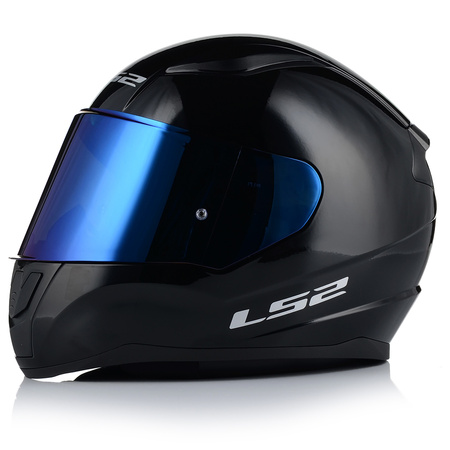 KASK MOTOCYKLOWY LS2 FF353 RAPID II CZARNY POŁYSK ECE 22.06 + NIEBIESKA SZYBA
