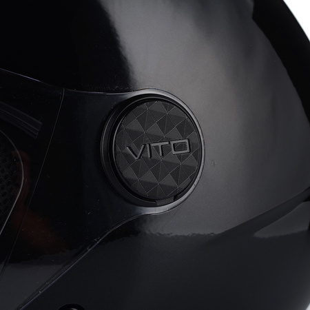 KASK MOTOCYKLOWY OTWARTY | VITO UNO | CZARNY POŁYSK SKUTER CHOPPER ECE 22.06
