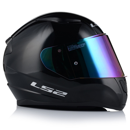 KASK MOTOCYKLOWY LS2 FF353 RAPID II CZARNY POŁYSK ECE 22.06 + TĘCZOWA SZYBA