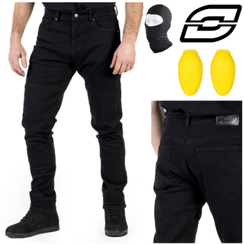 SPODNIE MOTOCYKLOWE | OZONE STRIKER REGULAR | MĘSKIE JEANSY CZARNE + GRATIS
