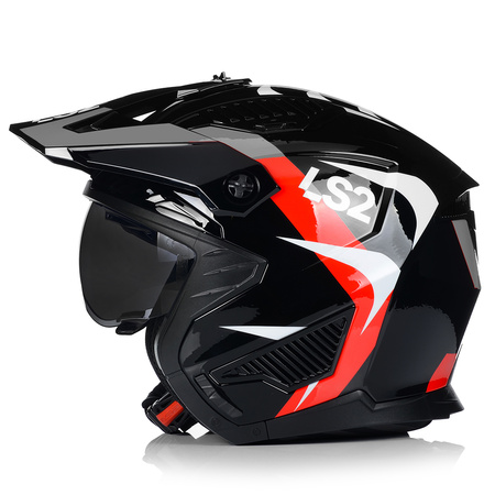 KASK MOTOCYKLOWY 4w1 LS2 OF606 TRIAL ODPINANA SZCZĘKA + DASZEK + 2x SZYBA