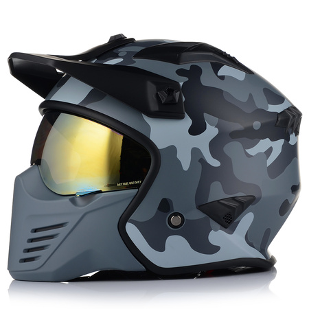 KASK MOTOCYKLOWY OTWARTY VITO BRUZANO ODPINANA SZCZĘKA  + DASZEK + 2xSZYBA