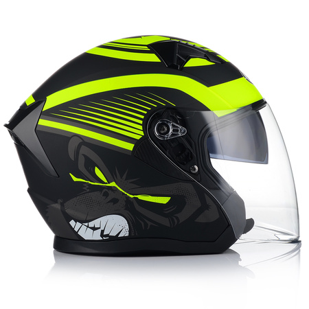 OTWARTY KASK MOTOCYKLOWY FLUO MATT SKUTER CHOPPER ECER 22.06 + BLENDA