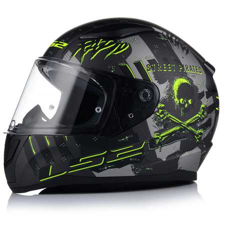 KASK MOTOCYKLOWY LS2 FF353 RAPID II PIRATES MAT + INTERKOM VITO BLUETOOTH