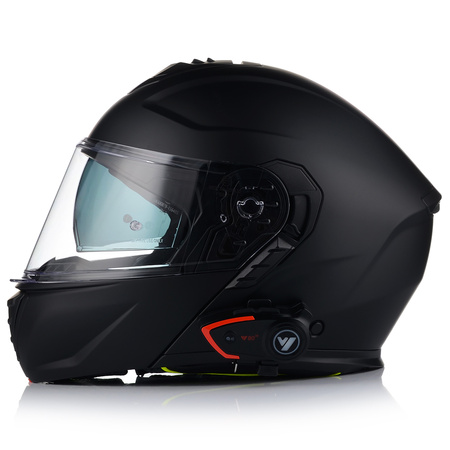KASK MOTOCYKLOWY VITO FURIO CZARNY MAT SZCZĘKOWY + INTERKOM VITO BLUETOOTH
