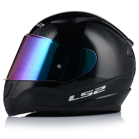 KASK MOTOCYKLOWY LS2 FF353 RAPID II CZARNY POŁYSK ECE 22.06 + TĘCZOWA SZYBA