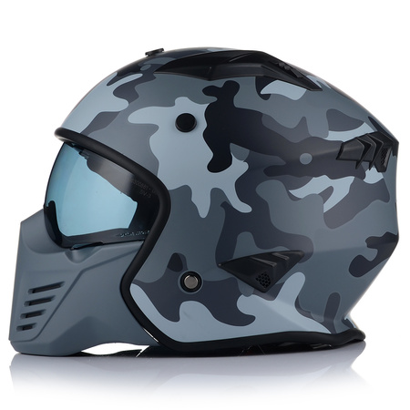 KASK MOTOCYKLOWY | VITO BRUZANO CAMO | OTWARTY + ODPINANA SZCZĘKA + BLENDA