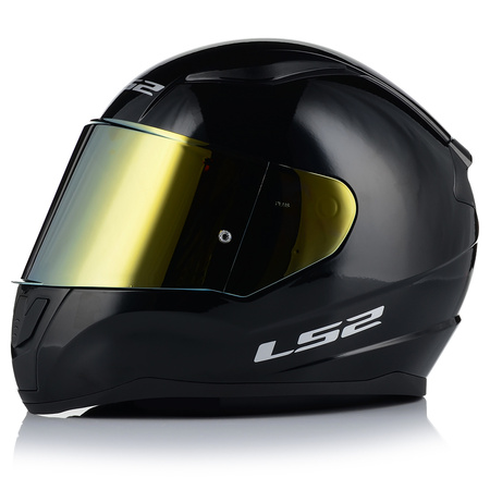 KASK MOTOCYKLOWY LS2 FF353 RAPID II CZARNY POŁYSK ECE 22.06 + ZŁOTA SZYBA