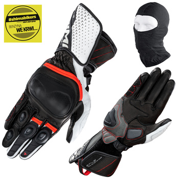 RĘKAWICE MOTOCYKLOWE | SHIMA ST-3 WHITE | DŁUGIE SKÓRZANE SPORTOWE GRATIS