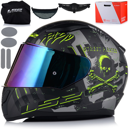 KASK MOTOCYKLOWY LS2 FF353 RAPID II PIRATES ECE 22.06 + TĘCZOWA SZYBA