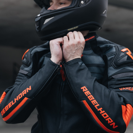 KURTKA MOTOCYKLOWA | REBELHORN VANDAL BLACK/RED | MĘSKA SKÓRZANA + GRATISY