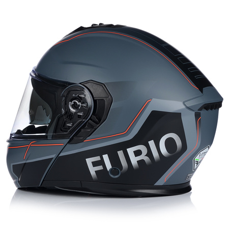 KASK MOTOCYKLOWY | VITO FURIO GREY MAT | BIAŁY SZCZĘKOWY + PINLOCK + BLENDA XL