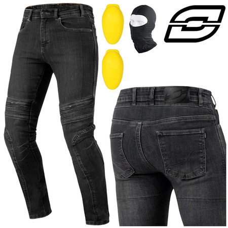 SPODNIE MOTOCYKLOWE | OZONE HORNET BLACK | MĘSKIE JEANSY ARAMIDOWE + GRATIS