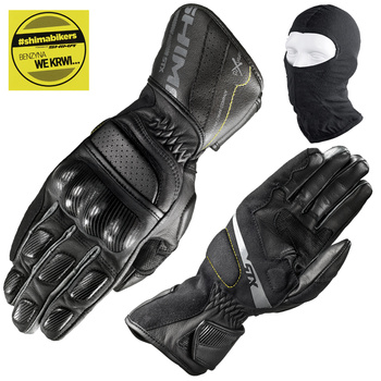 RĘKAWICE MOTOCYKLOWE | SHIMA STX BLACK | MĘSKIE SKÓRZANE DŁUGIE + GRATIS
