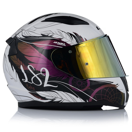 KASK MOTOCYKLOWY LS2 FF353 RAPID II BOHO DAMSKI 22.06 + ZŁOTA SZYBA