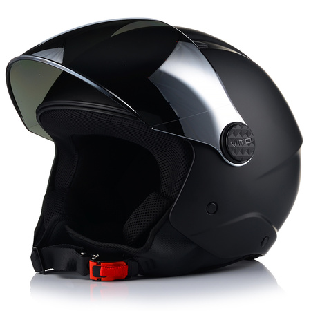 KASK MOTOCYKLOWY OTWARTY VITO UNO CZARNY MATT SKUTER CHOPPER  + 2x SZYBA