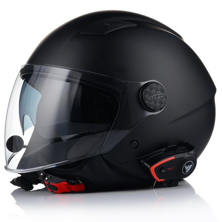 KASK MOTOCYKLOWY OTWARTY VITO SARENTA Z BLENDĄ + INTERKOM VITO BLUETOOTH