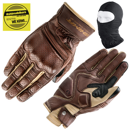 RĘKAWICE MOTOCYKLOWE | SHIMA AVIATOR LIGHT BROWN | MĘSKIE SKÓRZANE + GRATIS