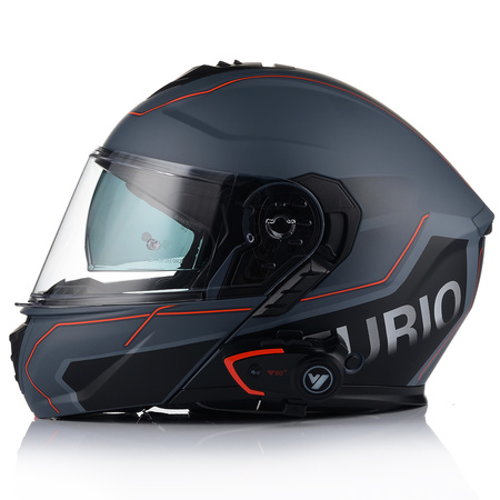 KASK MOTOCYKLOWY VITO FURIO SZARY MAT SZCZĘKOWY + INTERKOM VITO BLUETOOTH