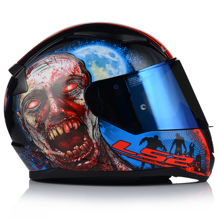KASK MOTOCYKLOWY LS2 FF353 RAPID II ZOMBIE 06 + NIEBIESKA LUSTRZANA SZYBA