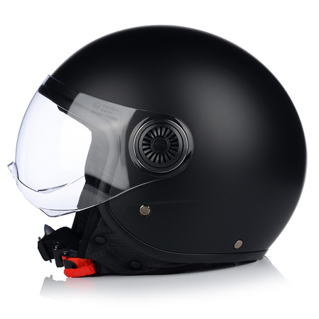 KASK MOTOCYKLOWY OTWARTY | VITO LORETO | CZARNY MAT SKUTER CHOPPER ECE 22.06