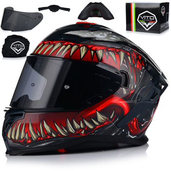 KASK MOTOCYKLOWY | VITO PRESTO MONSTER | INTEGRALNY + CIEMNA SZYBA + BLENDA