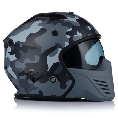 KASK MOTOCYKLOWY OTWARTY | VITO BRUZANO MATT | ODPINANA SZCZĘKA + 2x SZYBA