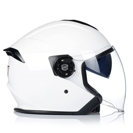 OTWARTY KASK MOTOCYKLOWY BIAŁY ORIGINE PALIO SKUTER CHOPPER + BLENDA 