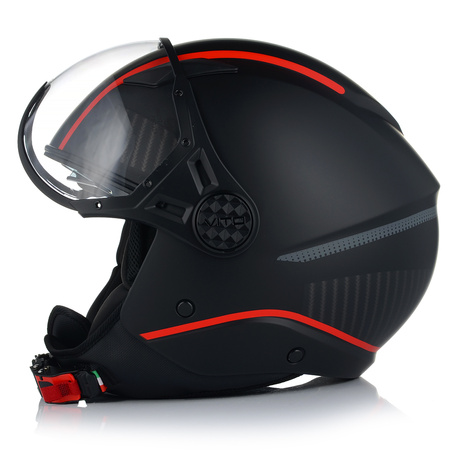 KASK MOTOCYKLOWY OTWARTY VITO LAVORI BLACK/RED XXL