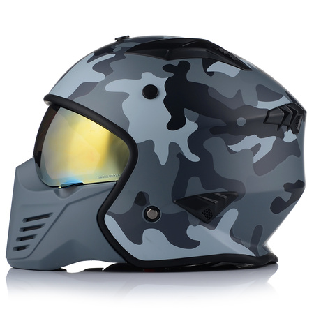 KASK MOTOCYKLOWY OTWARTY | VITO BRUZANO MATT | ODPINANA SZCZĘKA + 2x SZYBA