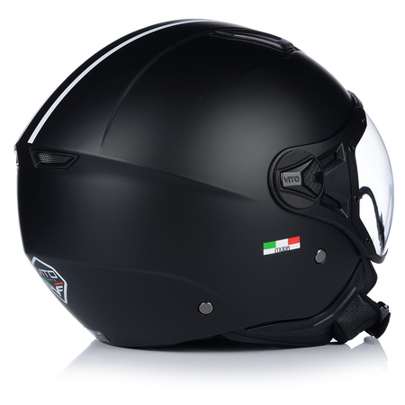 KASK MOTOCYKLOWY OTWARTY | VITO MODA MATT BLACK | SKUTER CHOPPER ECE 22.06