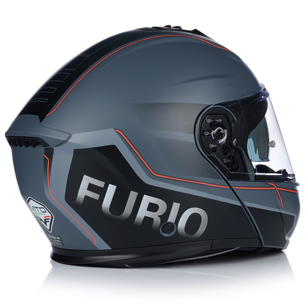 KASK MOTOCYKLOWY | VITO FURIO GREY MAT | BIAŁY SZCZĘKOWY + PINLOCK + BLENDA XL