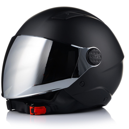 KASK MOTOCYKLOWY OTWARTY VITO UNO CZARNY MATT SKUTER CHOPPER  + 2x SZYBA