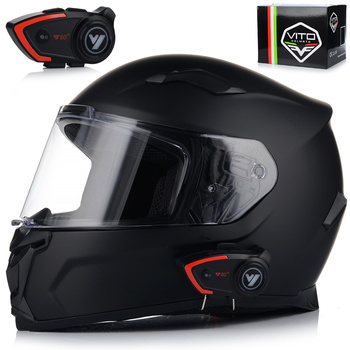 KASK MOTOCYKLOWY | VITO DUOMO | CZARNY MATT + INTERKOM VITO BLUETOOTH