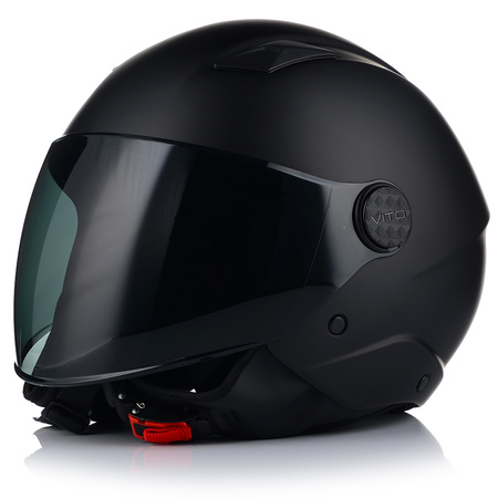 KASK MOTOCYKLOWY OTWARTY VITO UNO CZARNY MATT SKUTER CHOPPER  + 2x SZYBA