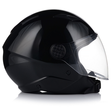 KASK MOTOCYKLOWY OTWARTY | VITO UNO | CZARNY POŁYSK SKUTER CHOPPER ECE 22.06