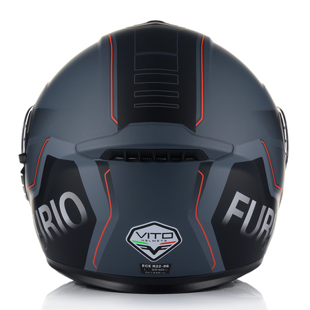 KASK MOTOCYKLOWY VITO FURIO SZARY MAT SZCZĘKOWY + INTERKOM VITO BLUETOOTH
