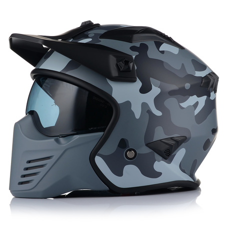 KASK MOTOCYKLOWY OTWARTY VITO BRUZANO ODPINANA SZCZĘKA  + DASZEK + 2xSZYBA