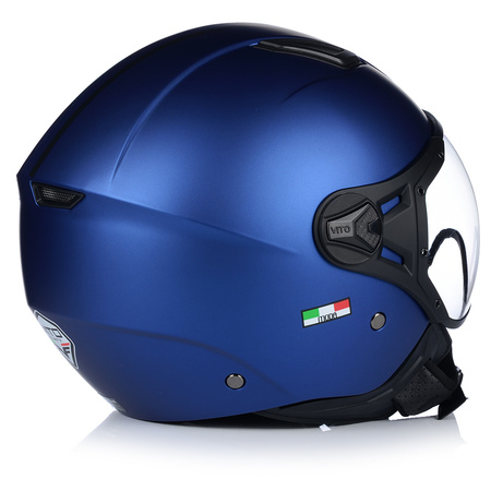 KASK MOTOCYKLOWY OTWARTY | VITO MODA RETRO BLUE | SKUTER CHOPPER ECE 22.06