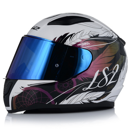 KASK MOTOCYKLOWY LS2 FF353 RAPID II BOHO DAMSKI 22.06 + NIEBIESKA SZYBA