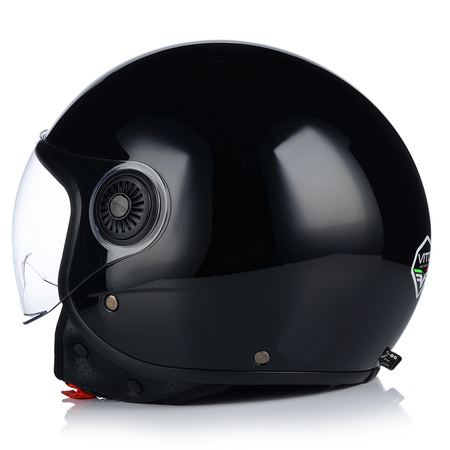 KASK MOTOCYKLOWY OTWARTY | VITO LORETO | CZARNY POŁYSK SKUTER CHOPPER ECE 22.06