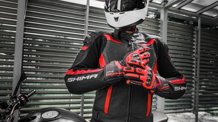 KURTKA MOTOCYKLOWA | SHIMA CHASE RED | MĘSKA SKÓRZANA SPORTOWA + GRATIS