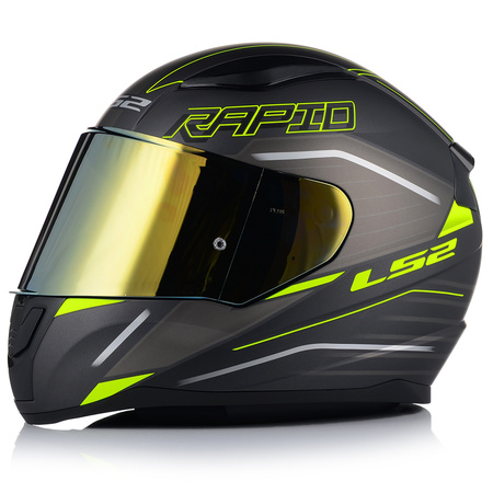 KASK MOTOCYKLOWY LS2 FF353 RAPID II ROKKU ECE 22.06 + ZŁOTA SZYBA
