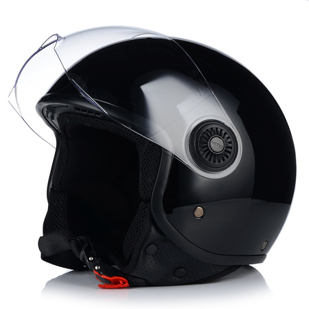 KASK MOTOCYKLOWY OTWARTY | VITO LORETO | CZARNY POŁYSK SKUTER CHOPPER ECE 22.06