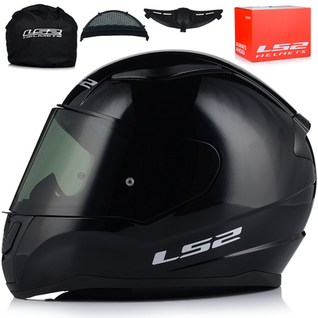 KASK MOTOCYKLOWY LS2 FF353 RAPID II CZARNY POŁYSK ECE 22.06 + CIEMNA SZYBA